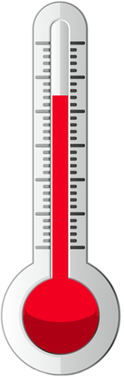 Picture of thermometer showing red area at 75% and white area at 25%.  Red area represents routine primary healthcare.